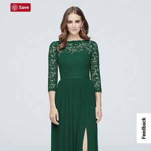 David's Bridal 3/4 sleeve bridesmaid's dress